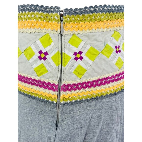 Y2K RARE Free People Boho Pleated Embroidered A-Line Mini Skirt • Skater Indie 6 - Picture 13 of 16